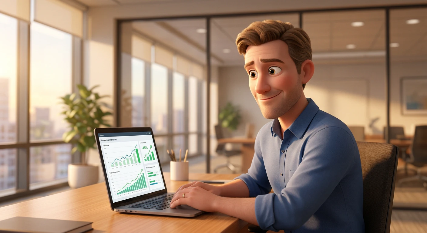 Manager reviewing improved team communication results