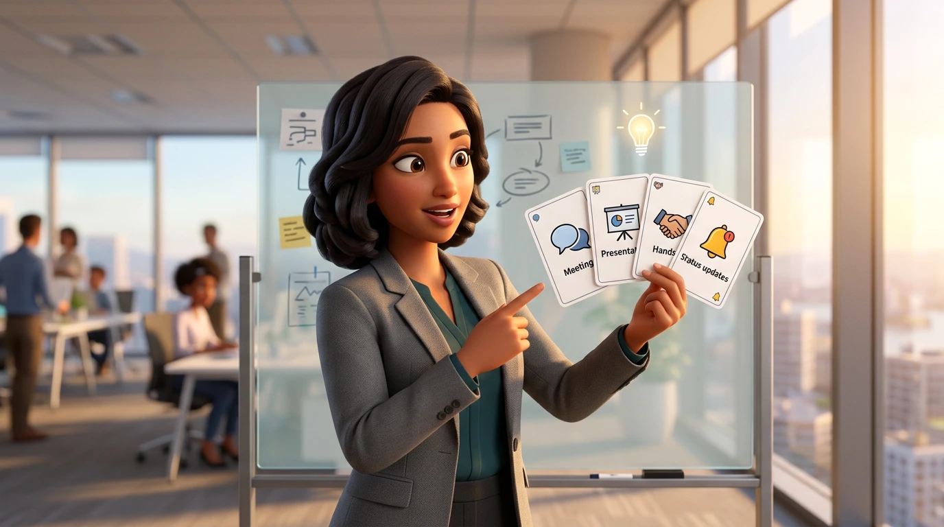 Techniques toolkit with fanned cards for cross-cultural workplace scenarios