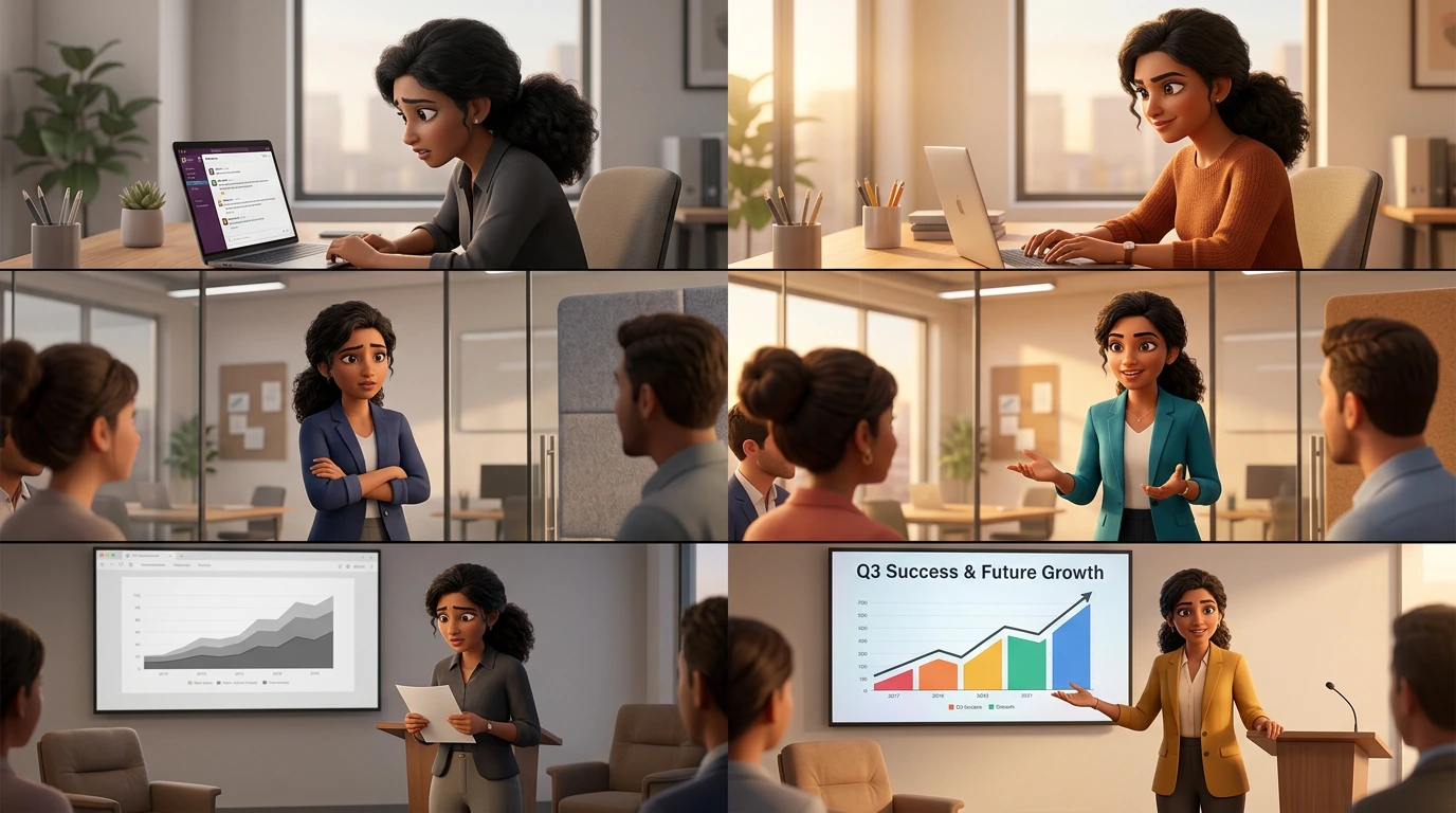 Before and after contrast showing communication improvement across real scenarios