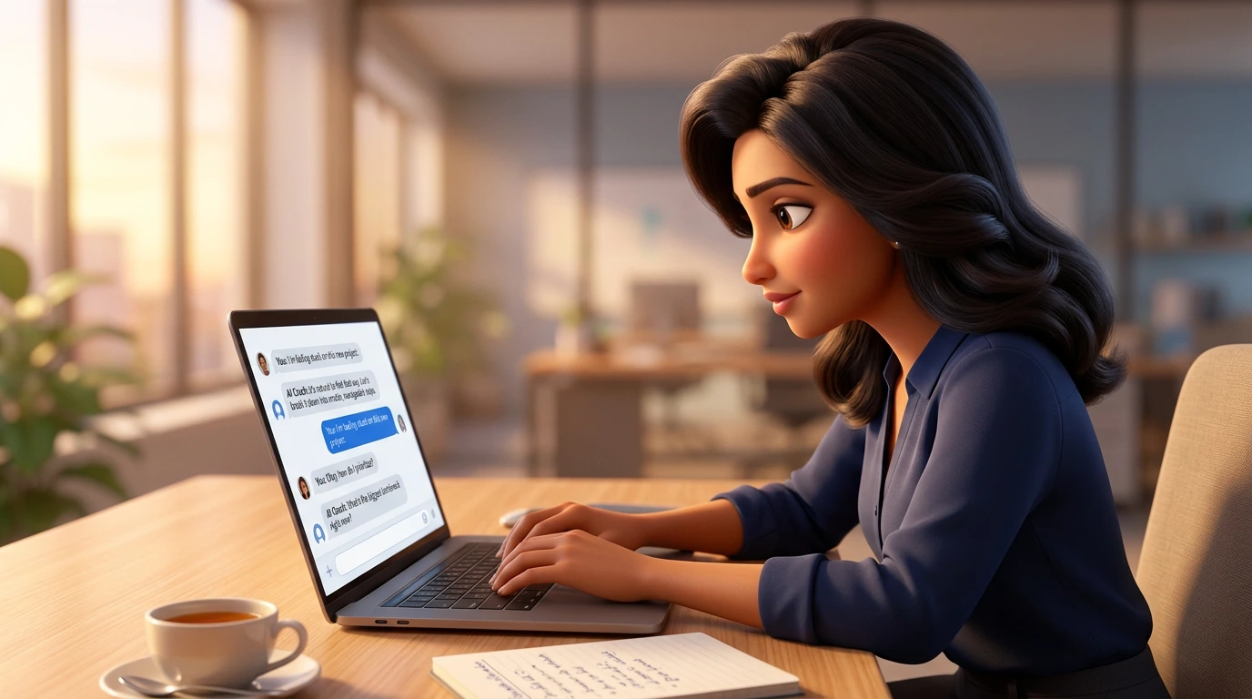 Professional practicing conversations with AI coaching interface