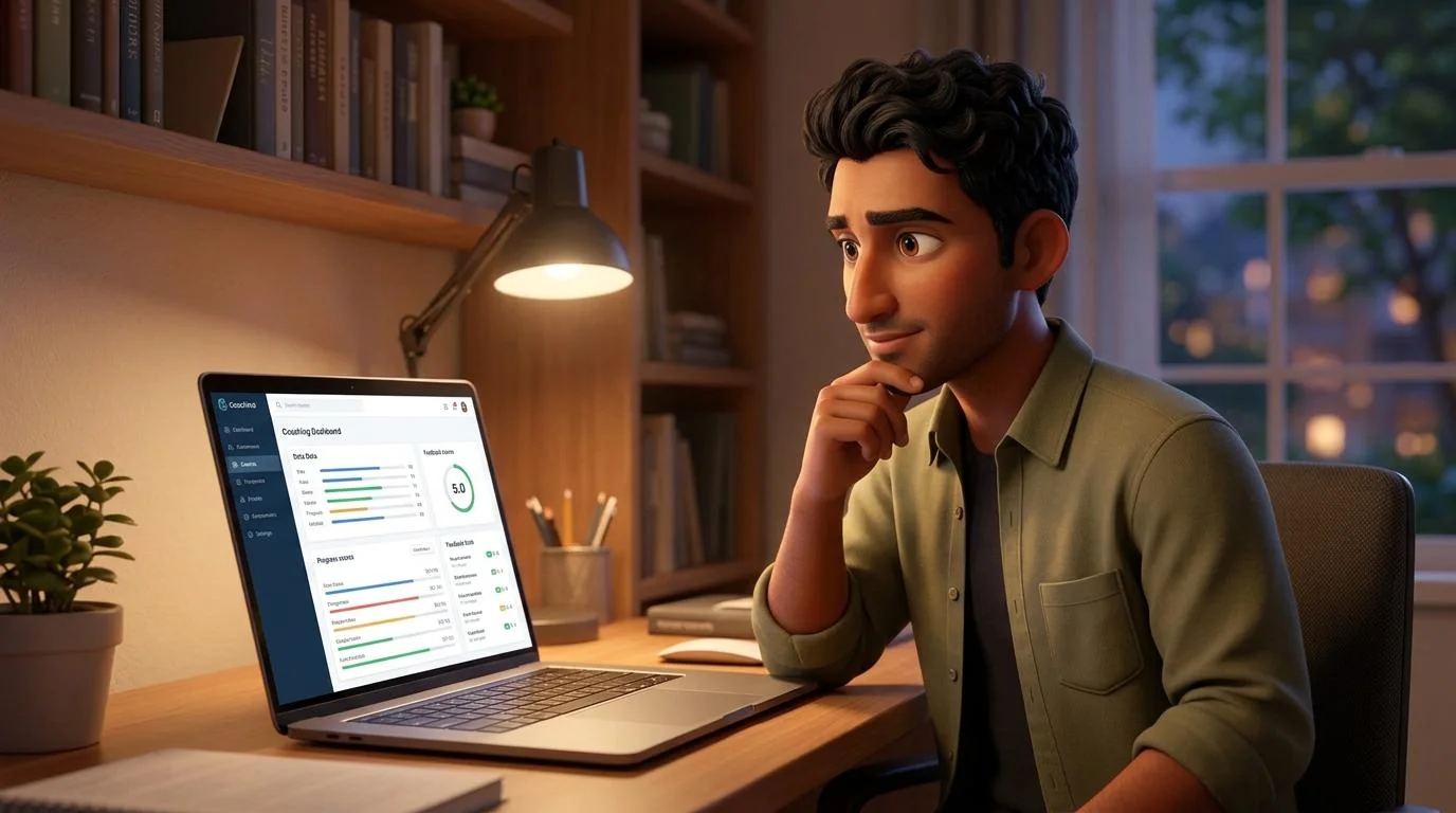 Individual practicing with personalized AI conversation coaching interface